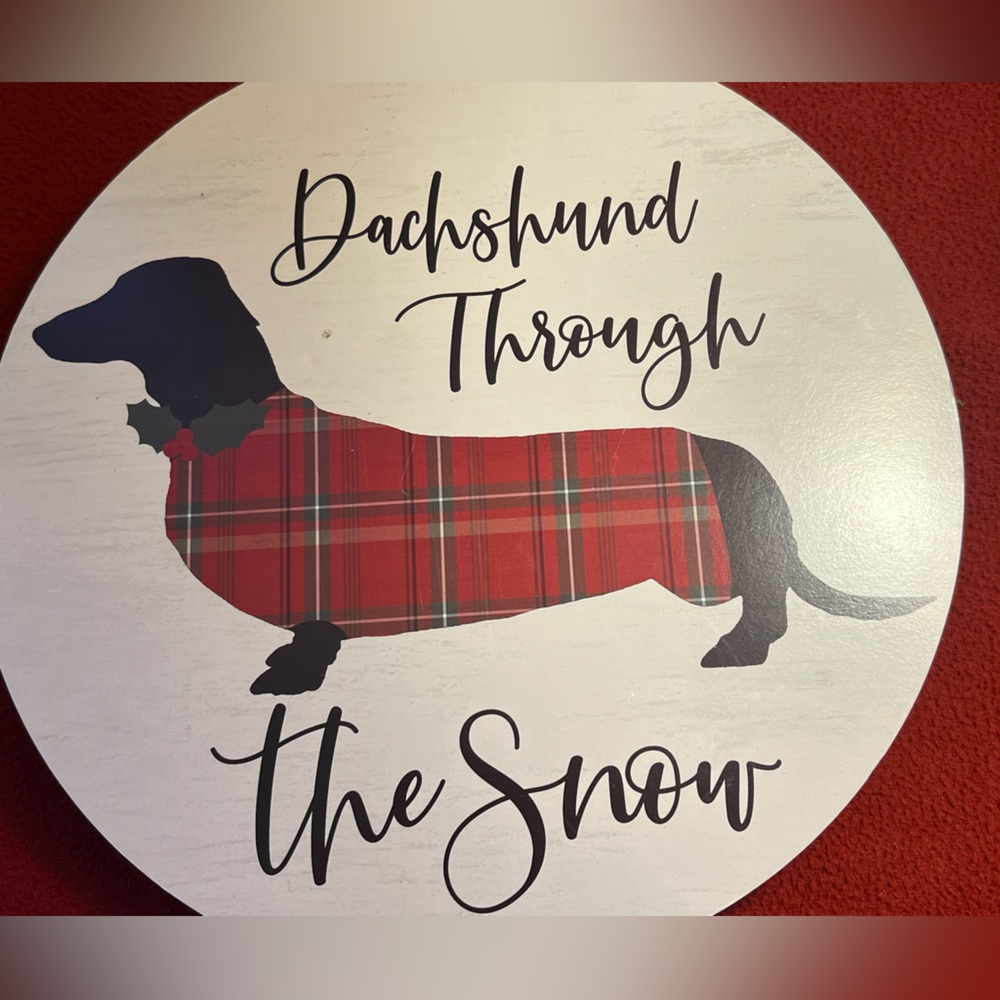 NWT-Holiday Dachshund Through the Snow ❄️ Wooden Lazy Susan - Picture 3 of 4
